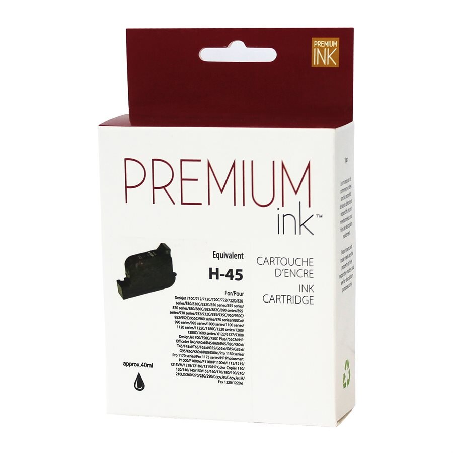 HP No. 45/51645AN Reman Black Premium Ink